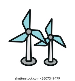 Wind turbine Earth Day icon represents renewable energy and sustainability, perfect for eco-friendly designs, environmental awareness, and green energy illustrations.
