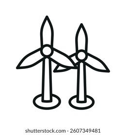 Wind turbine Earth Day icon represents renewable energy and sustainability, perfect for eco-friendly designs, environmental awareness, and green energy illustrations.