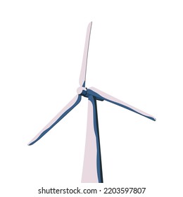 Wind turbine for eco renewable electric energy production. Windmill, sustainable electricity, power generator with propeller, blades. Flat graphic vector illustration isolated on white background