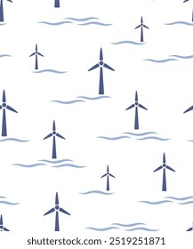 Wind Turbine Eco Station Pattern Vector