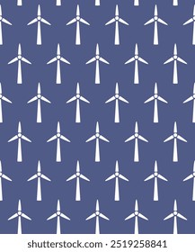 Wind Turbine Eco Station Pattern Vector