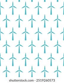 Wind Turbine Eco Station Pattern Vector