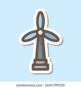 wind turbine editable cartoon style sticker vector