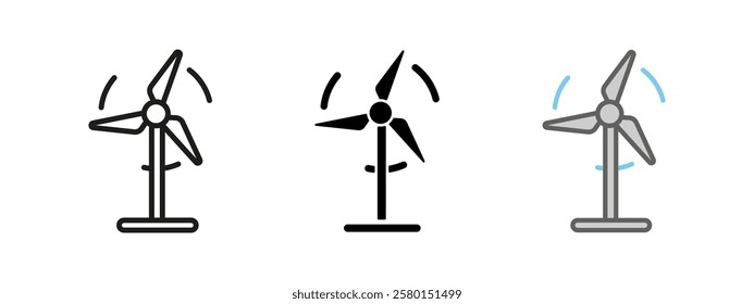 Wind turbine energy icon. Renewable electricity vector illustration. Sustainable power generation. Green technology windmill sign. Eco-friendly alternative energy. Environmental clean air concept.