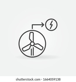 Icono o símbolo del concepto de vector de contorno de turbina y energía eólica