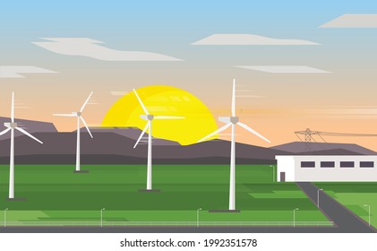 wind turbine energy, wind turbine power plant graphic