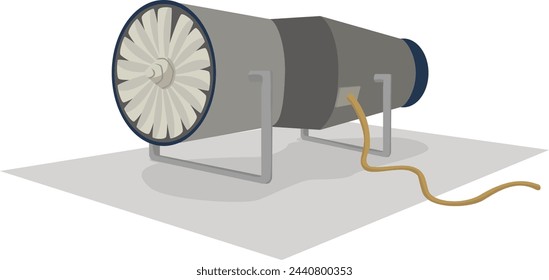 A wind turbine engine is rotating. Jet engine, turbine blades of airplane.