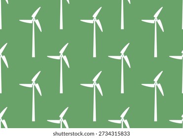 Wind Turbine Environment Seamless Pattern. Seamless pattern with Wind Turbine. Green energy concept, renewable energy, clean electricity production