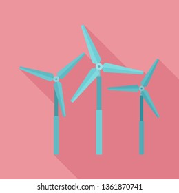 Wind turbine farm icon. Flat illustration of wind turbine farm vector icon for web design