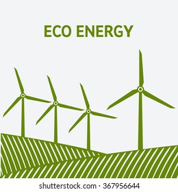 wind turbine in field - vector illustration. eps 8