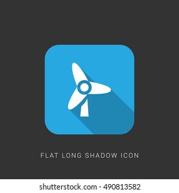 Wind Turbine Flat blue long shadow Icon / Logo Design