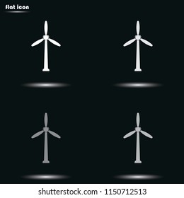 Wind turbine flat grayscale vector icon.