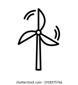Wind turbine flat icon. Pictogram for web. Line stroke. Isolated on white background. Vector eps10