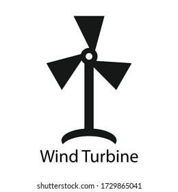 Flachbild-Symbol für Windturbine mit weißem Hintergrund