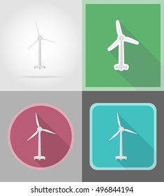 wind turbine flat icons vector illustration isolated on background