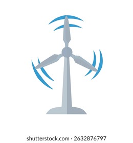 Wind turbine flat vector for clean energy, renewable power, and eco-friendly themes. Great for environmental and sustainability graphics and projects
