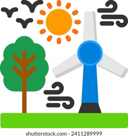 Wind turbine Flat Vector Icon Design