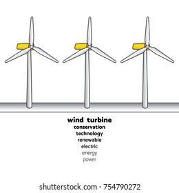 wind turbine generate the electric in simple graphic with text