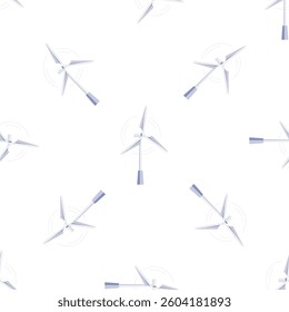 Wind turbine generating clean energy seamless pattern on white background