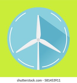 Wind turbine generator electric in flat style.Wind turbine.Element of design of infographics. alternative power engineering energy technology.Green  technologies.