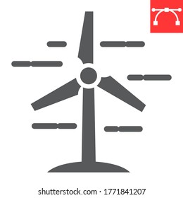 Wind Turbine glyph icon, energy and ecology, wind energy sign vector graphics, editable stroke solid icon, eps 10