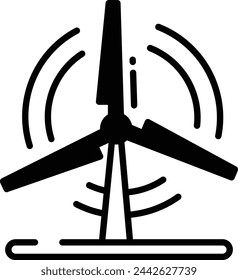 wind turbine glyph and line vector illustration