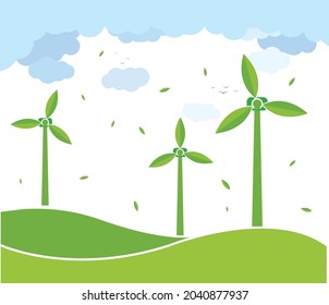 wind turbine. green concept. world-ecology concept. vector illustrations