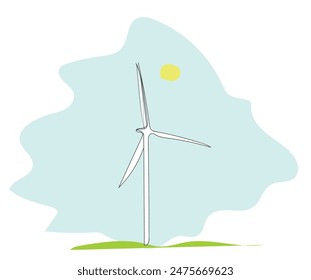 Wind turbine. Green energy concept. Wind power station icon. Flat style graphics. Vector illustration on white isolated background.