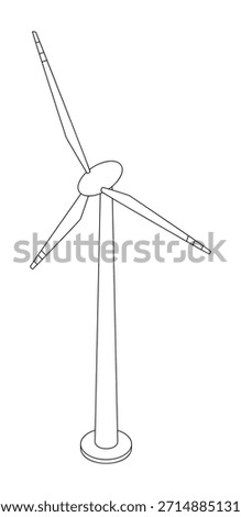 Wind turbine - hand drawn isometric black and white vector illustration.
