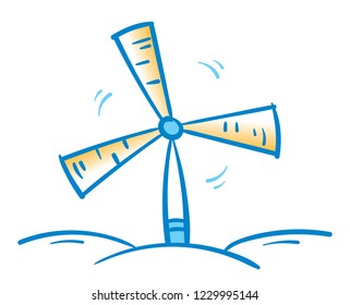 wind turbine hand drawn vector