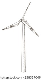 Wind turbine hand drawn vector illustration