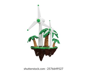 Wind turbine icon 3d render concept of Renewable wind energy, green and alternative ecofriendly energy icon vector illustration