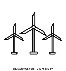 Wind turbine icon Black line art vector