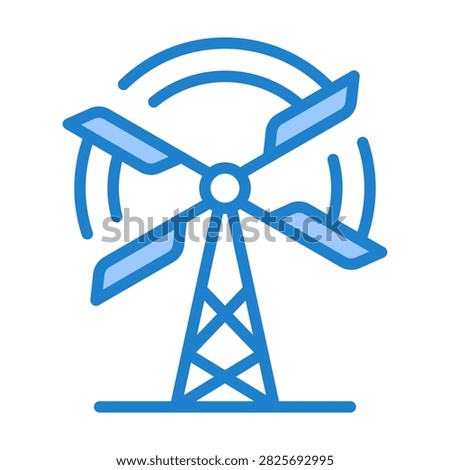 Wind Turbine Icon With Blue Color For Environmental sustainability
