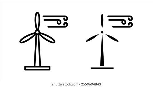 Wind turbine Icon collection in filled and stroke style.