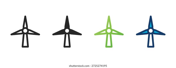 coleção de ícones da turbina eólica com vários estilos