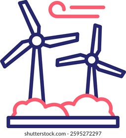 Wind Turbine Icon Color Vector Illustration