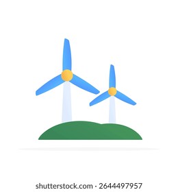 Wind turbine icon, colored flat vector. Modern and minimalist design.