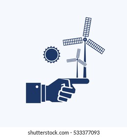 Wind turbine icon design, clean vector