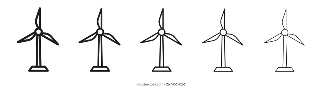 Projeto de ícone de turbina eólica, logotipo, aplicativo, IU. Ilustração vetorial, EPS