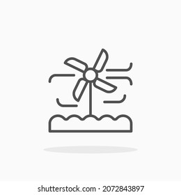 Wind Turbine Icon. Editable Stroke And Pixel Perfect. Outline Style. Vector Illustration. Enjoy This Icon For Your Project.