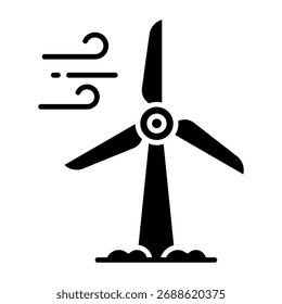 Wind turbine icon, editable vector