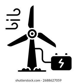 Ícone de turbina eólica, vetor editável