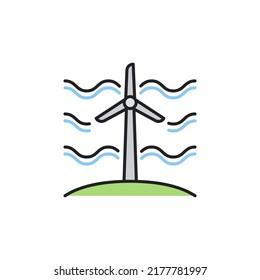 Wind turbine icon. Electricity ecosystem. High quality coloured vector illustration.