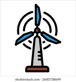 Wind Turbine Icon Element For Design
