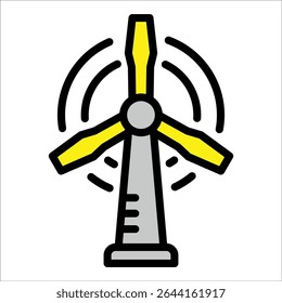 Wind Turbine Icon Element For Design