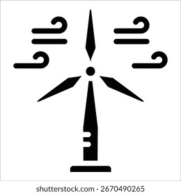 Wind Turbine Icon Element For Design