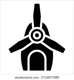 Wind Turbine Icon Element For Design