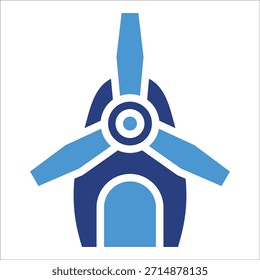 Wind Turbine Icon Element For Design