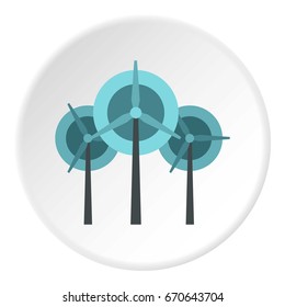 Wind turbine icon in flat circle isolated vector illustration for web